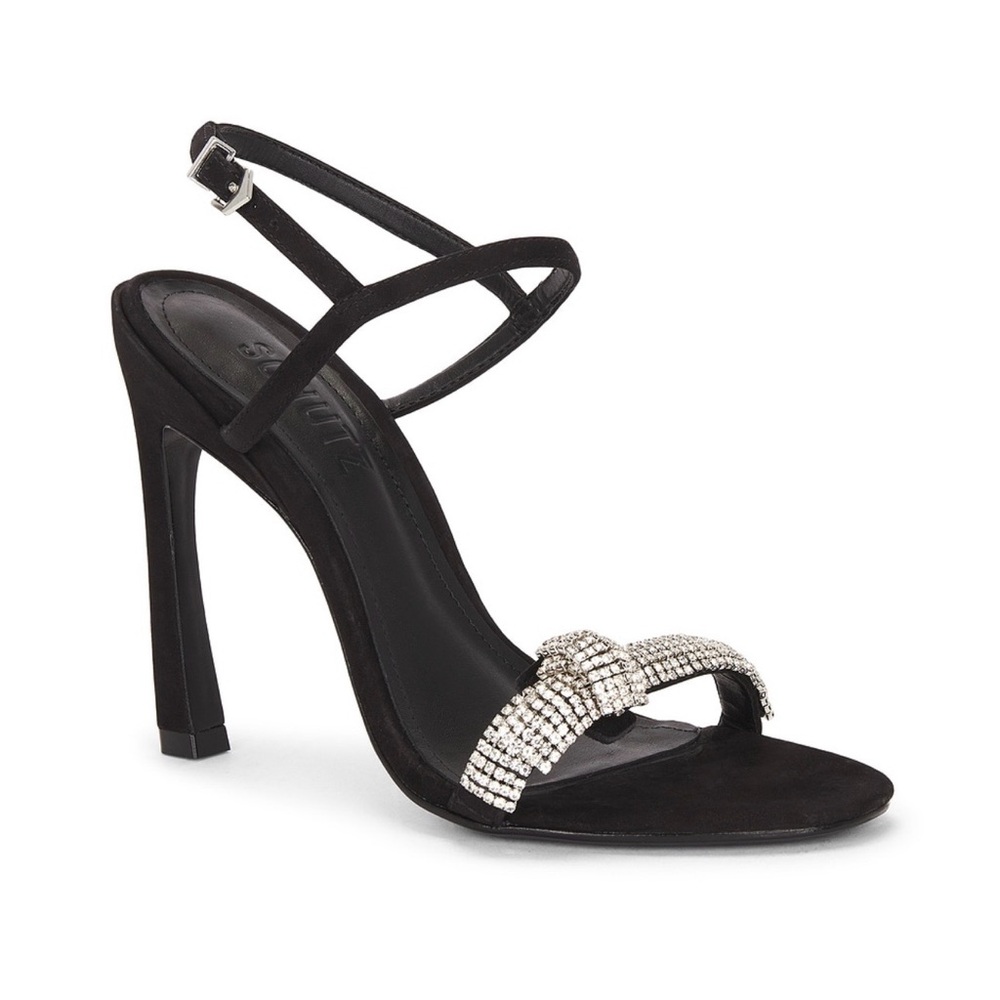 SCHUTZ Black Crystal Knot Strap Heeled Sandals - Picture 13 of 14